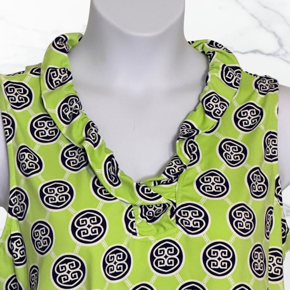 Lulu B Sleeveless Jumpsuit XL Lime Green Resort Wide Leg Paquette Fish Belt - Picture 4 of 12